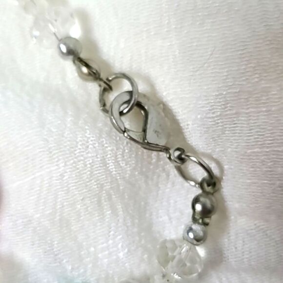 Silver Fleur-de-lis Necklace with Colored Stones - Picture 5 of 5